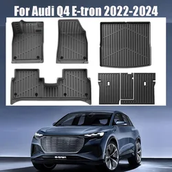 TPE Floor Mats For Audi Q4 E-tron 2022-2024 , All Weather Anti-Slip Waterproof Rear Trunk Pad Cargo Liner Interior Accessories
