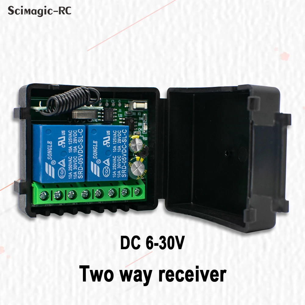 433Mhz 2 Channel Remote Control Wireless Switch DC 9-30V RF 10A Receive&2CH Transmitter for Electromagnetic Lock Lighting