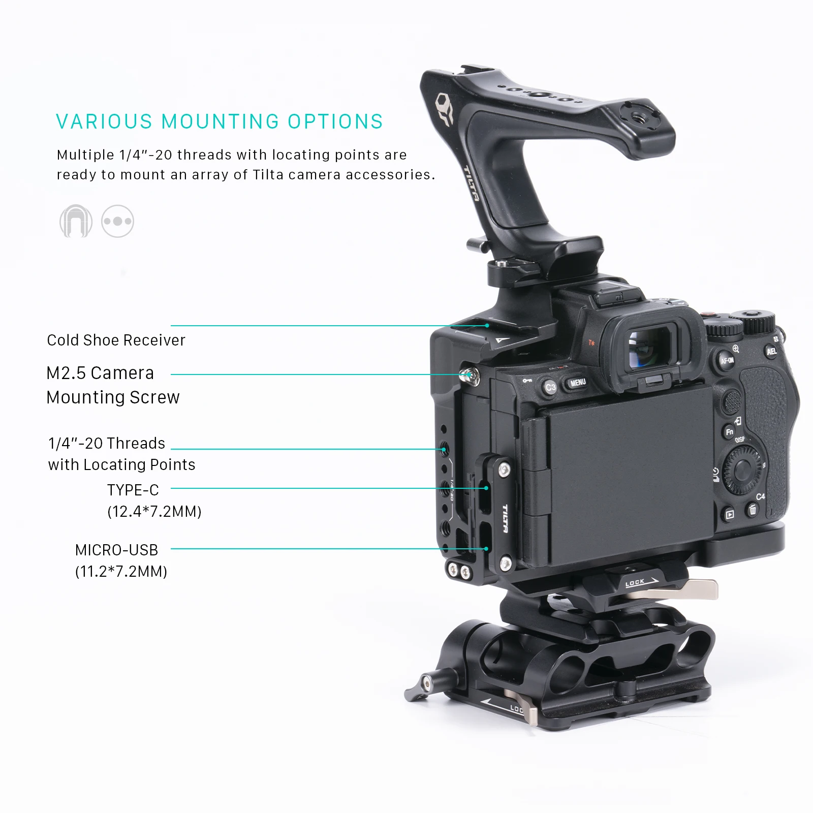 Tita TA-T46-A-B sonya7r v a7r5ハーフケージnatoトップハンドルナートレールアタッチメント15mmlwsベースプレート