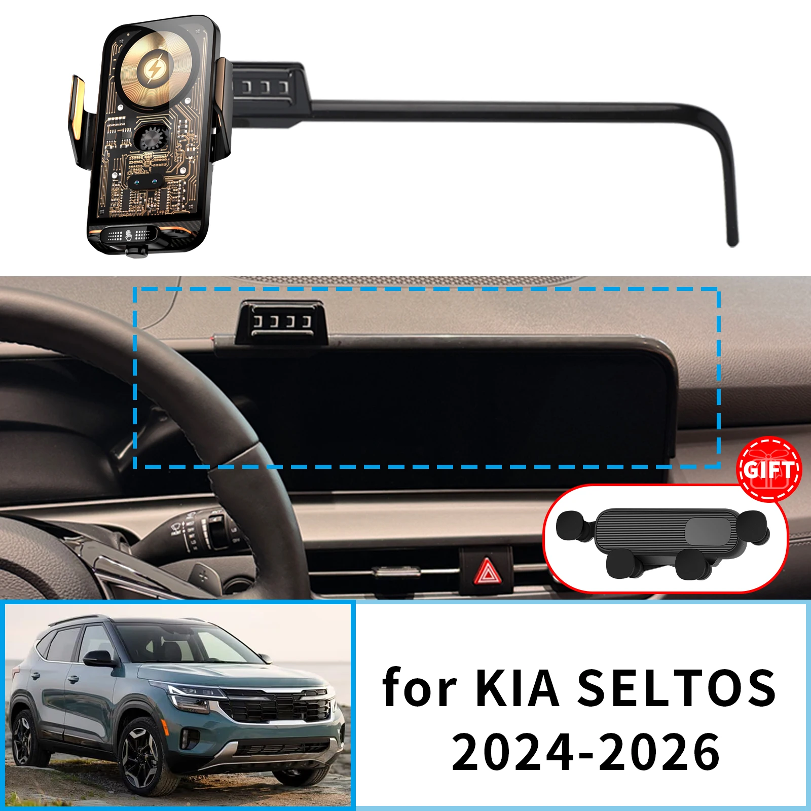 

fit for KIA SELTOS 2024 2025 2026 Phone Holder Navigation Bracke Screen Base Phone Holder Mount Car ​​accessoires