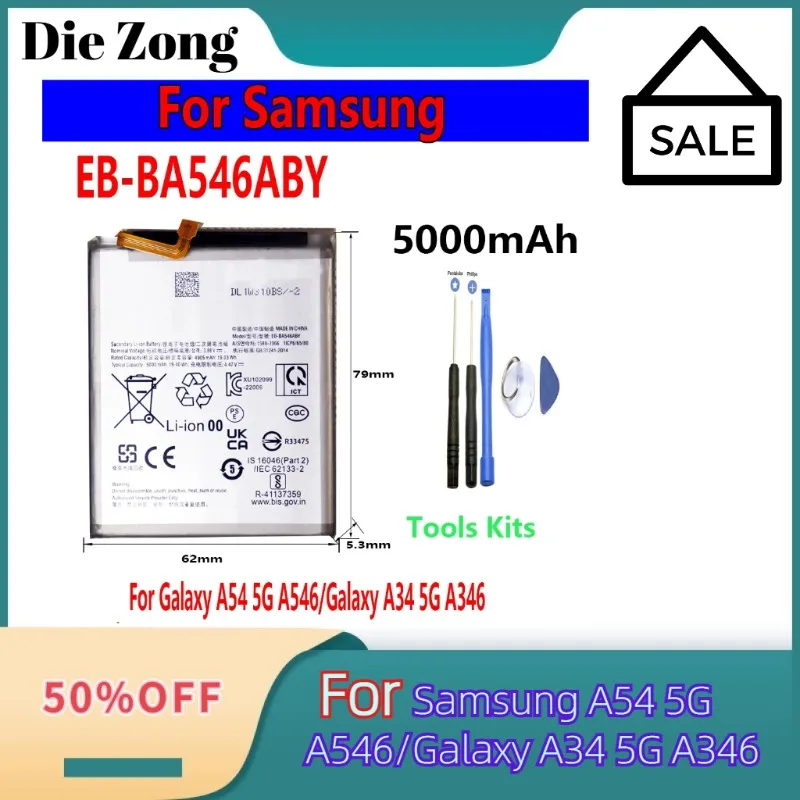 

Flash sales EB-BA546ABY 5000mAh rechargeable batteries For Samsung A54 5G A546/Galaxy A34 5G A346