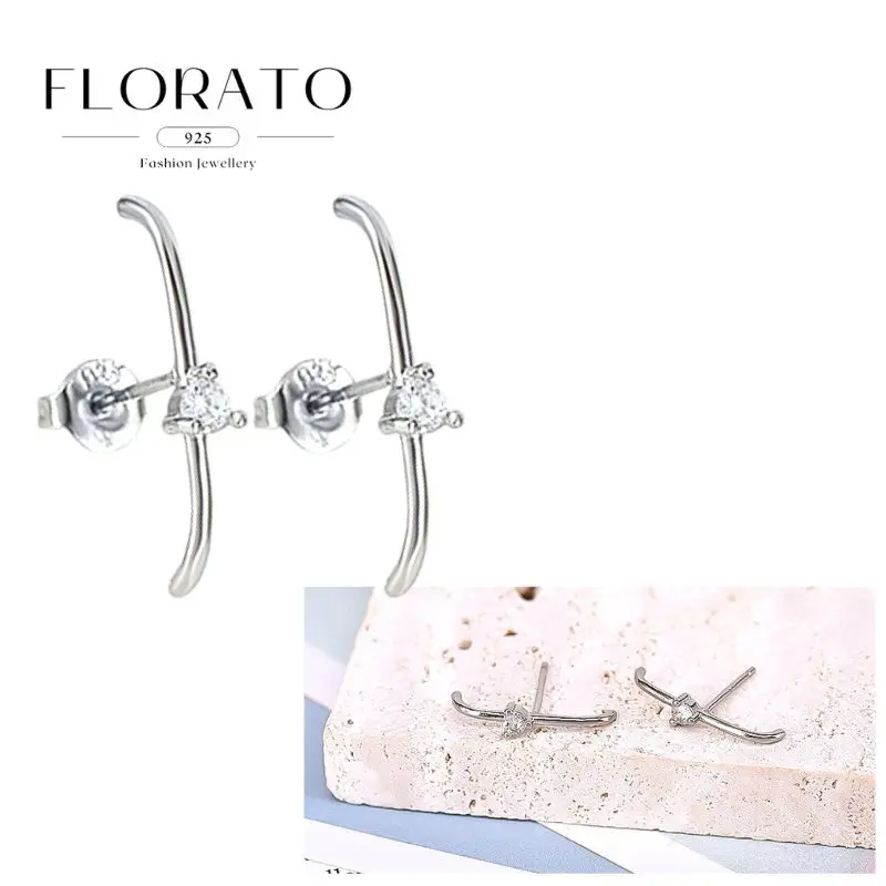 Knorpel-Ohrringe aus 925er Silber, modische C-förmige Zirkon-Ohrstecker, europäische und amerikanische geometrische Piercing-Ohrringe für Frauen, Schmuck