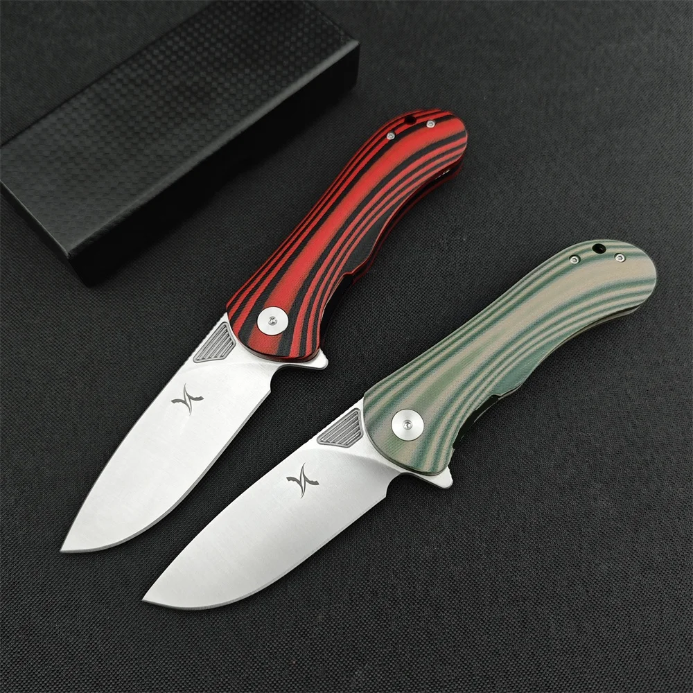 HUAAO GC001 Flipper Folding Pocket Knife 8Cr13Mov Blade G10 Handles Rescue Utility Tactical Knives Safety Hunting EDC Multitool