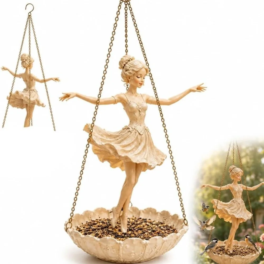 Durable Resin Ballet Dancer Hanging Planter Vintage Elegant Fairy Flower Pot Save Space Creative Girl Plant Holder Indoor Decor