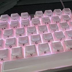 Round Jelly Keycaps Korean/Russian Keycaps White Pink Layout Side Engraved Oem Ice Crystal Keycap For Mechanical Keyboard