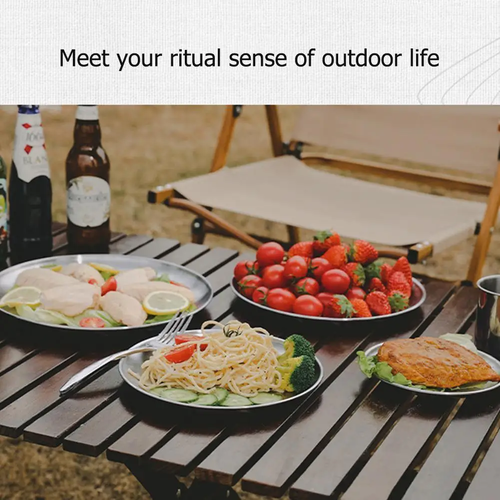 Stainless Steel Plates Dinner Plates Reusable Metal Dinner Dishes Portable Feeding Serving Tableware for Outdoor Camping Picnic - Image 6