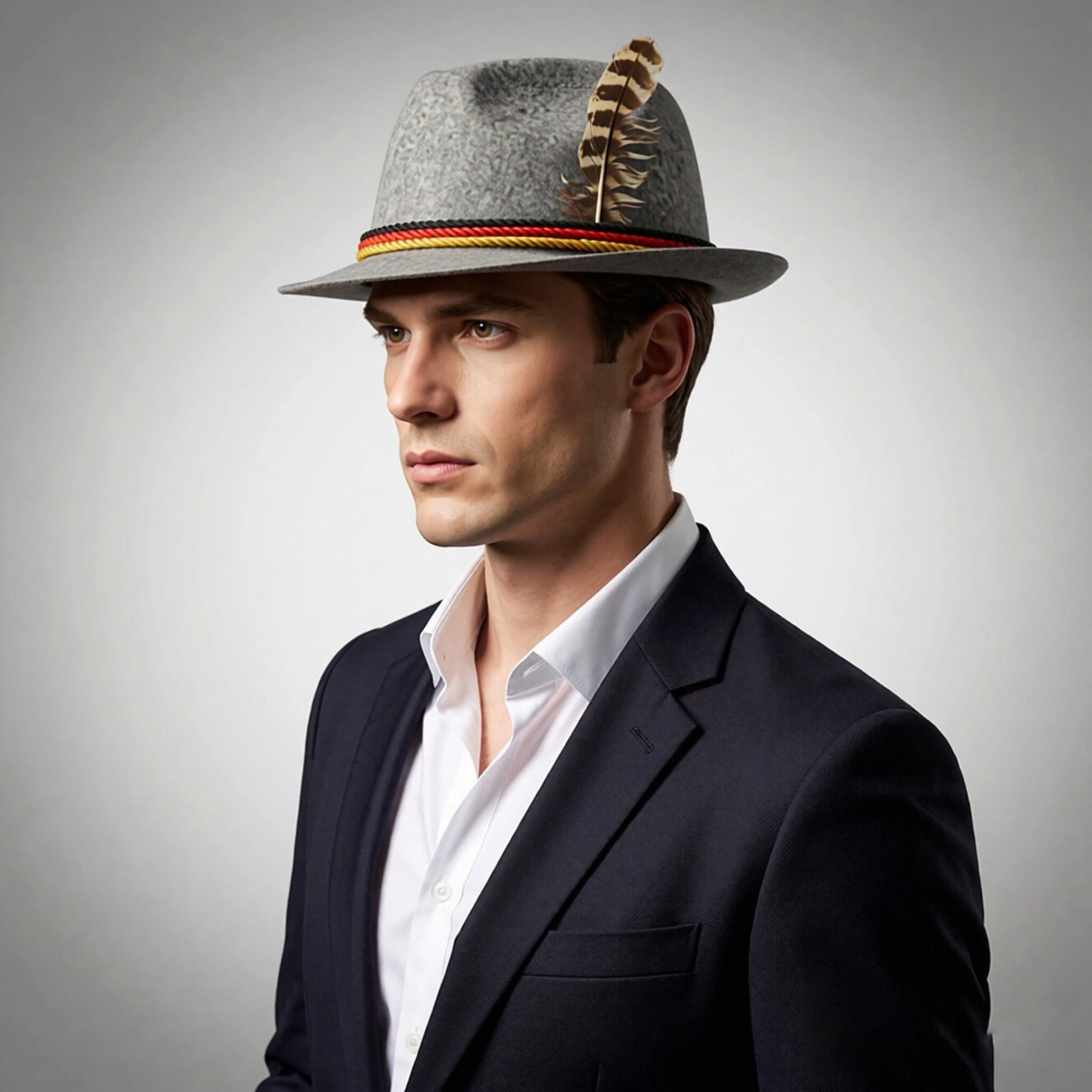 Traditional German Alpine Hat Feather Decor Braided Trim Felt Fedora Oktoberfest Carnival Party Adult Cosplay Dress Up Headwear