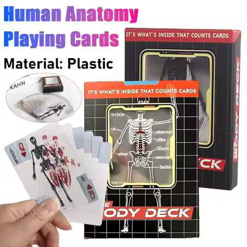 1/2/3PCS Waterproof Playing Cards The Body Deck Skeleton Playing Cards Plastic Transparent Anatomy Poker Cards Halloween Gifts