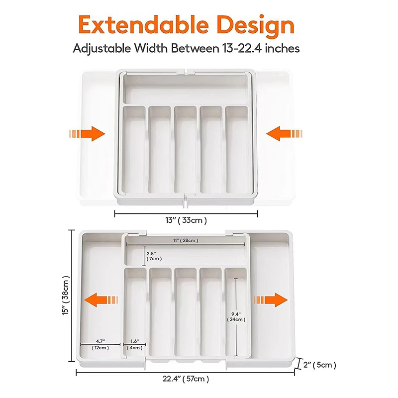 Lifewit Silverware Drawer Organizer, Expandable Utensil Tray For Kitchen, Adjustable Flatware And Cutlery Holder Black