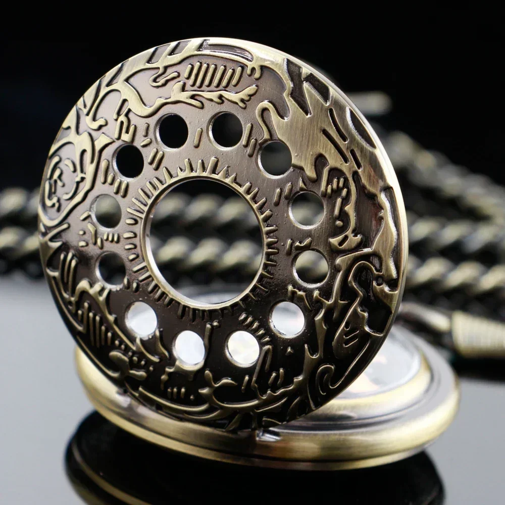 

10pcs/lot Wholesale Hollow Roman Numerals Display Mechanical Pocket Watch Hand-Winding Luxury Vintage Pocket Chain Clock Gift