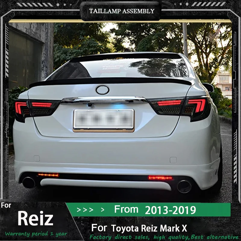 

Автомобиль для Toyota 2013-2019 Mark X Reiz, обновленный задний фонарь DRL, сквозной задний фонарь, светодиодный динамический указатель поворота, тормоз, автоаксессуары
