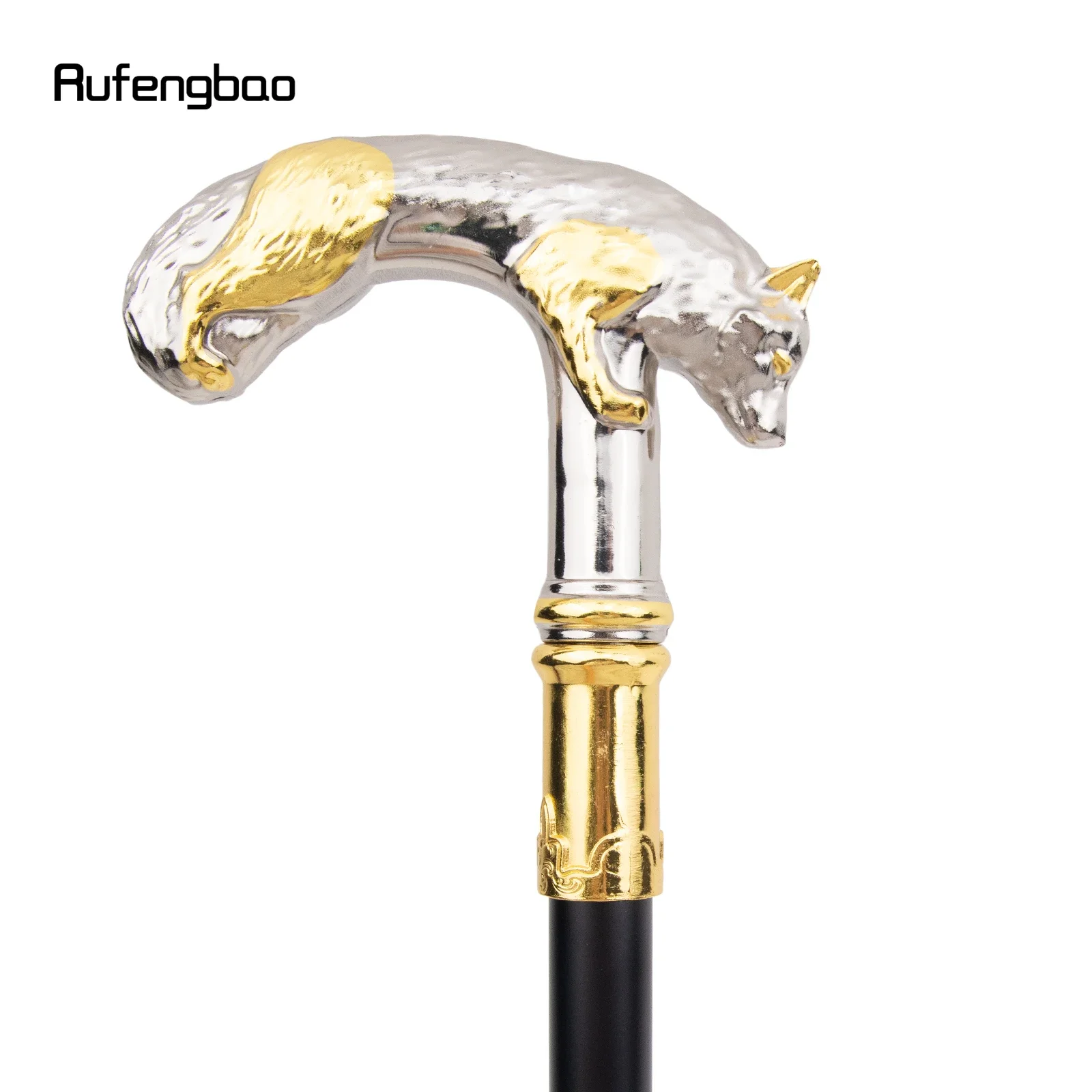 Golden White Wolf Walking Cane Fashion Stage Cane Decorative Stick Decorative Cane For Cosplay And Parties, For Cosplay & Party