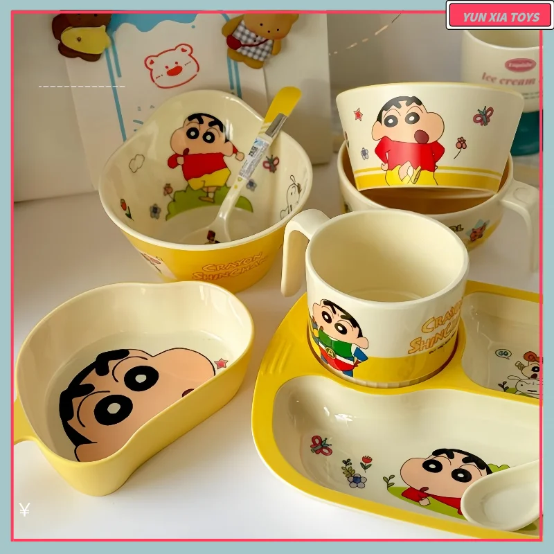 

Kawaii Crayon Shin-Chan Anime Hobby Nohara Shiro Cartoon Household Cutlery Set Children'S Grid Breakfast Bowl Birthday Gift