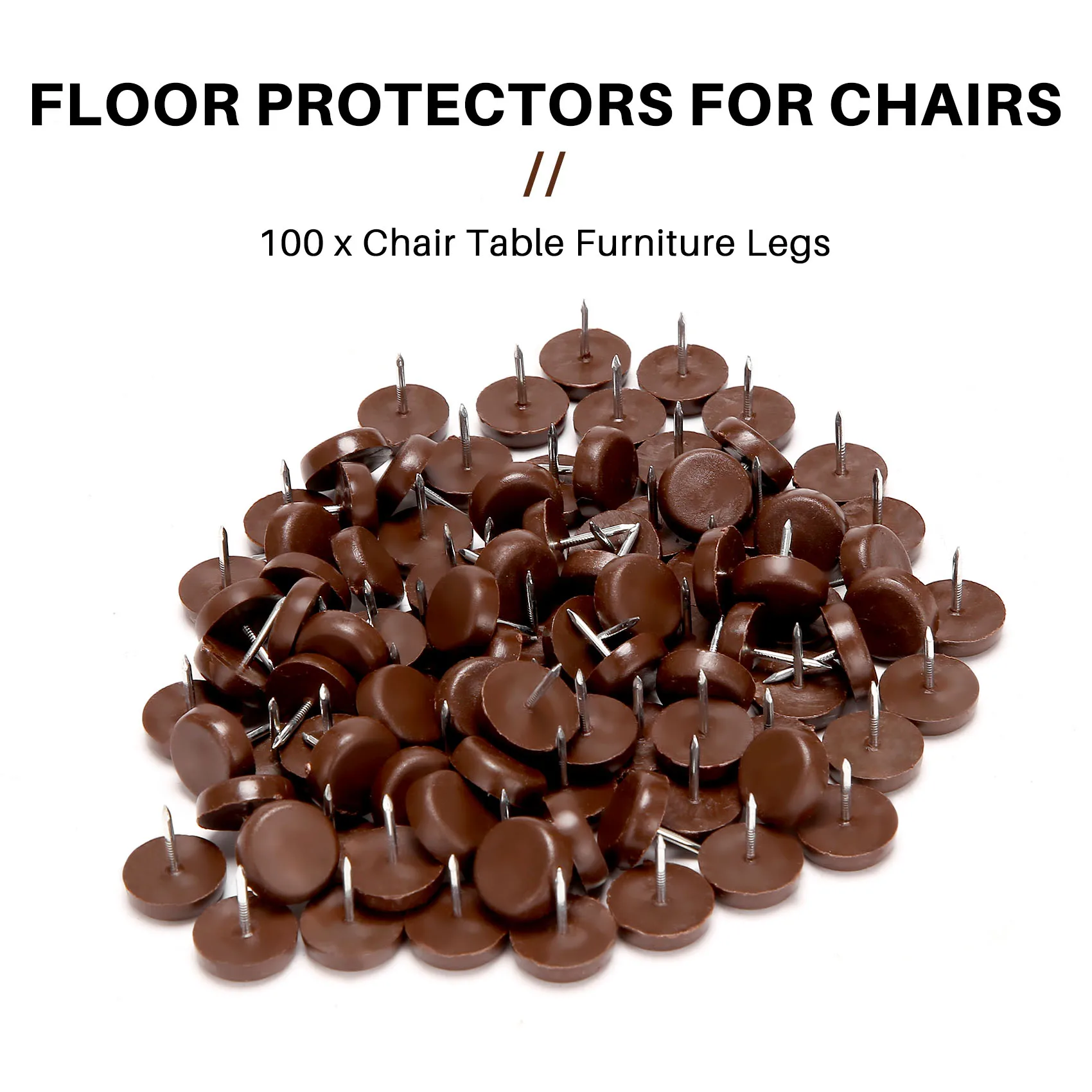 Plastic Feet Pads Glides Skid Nail para cadeira e mesa, protetor de móveis, ruído, perna, madeira, piso, 100 pcs