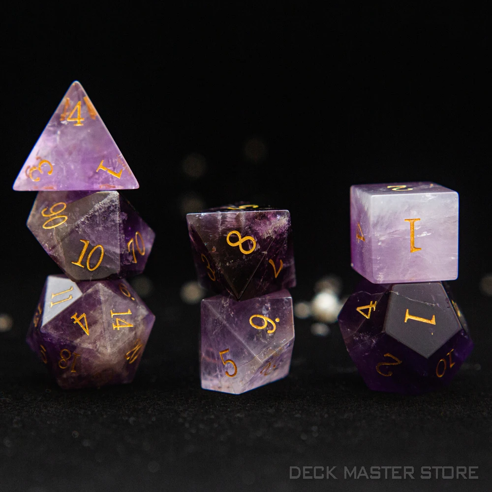 Dados de amatista poliédrica para juegos de mesa, piedras preciosas digitales de varias formas, D20, DnD, D & D, TRPG