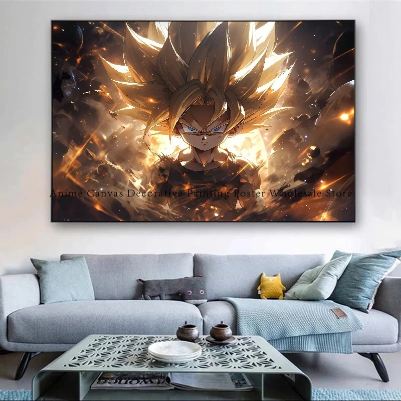 Anime Dragon Ball personaggio Goku Poster murale pittura su tela di alta qualità adatta per la decorazione della parete di casa pittura regalo