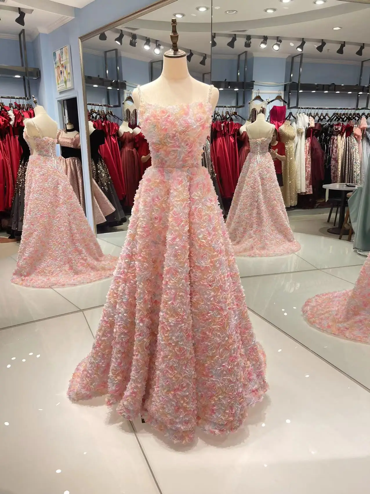 Customized Sweet Pink Flower Evening Dress Princess Candy Color Sleeveless A-line Prom Party Formal Gowns Vestidos De Noche