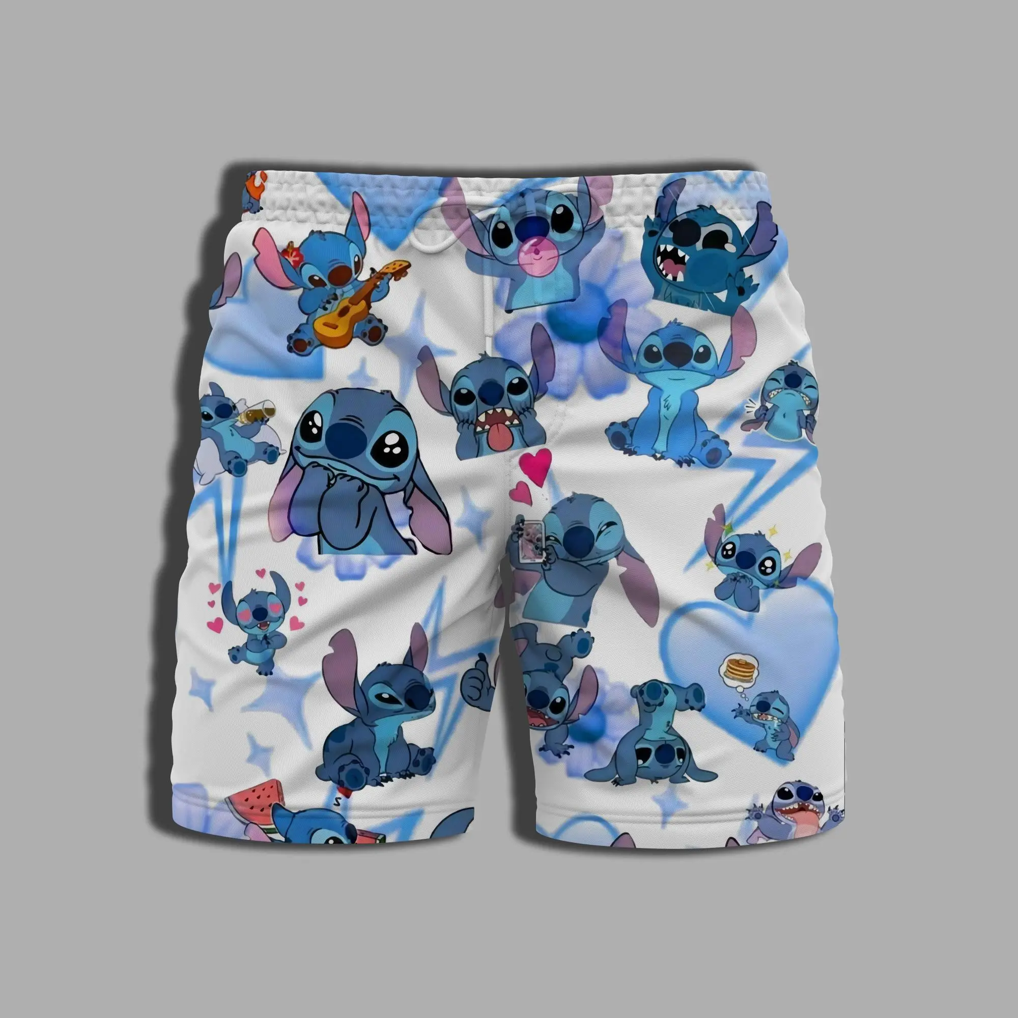 Celana pendek olahraga pria baju renang pria pakaian pantai celana Gym pria celana renang Stitch cetak musim panas pakaian Disney seluruh renang pria