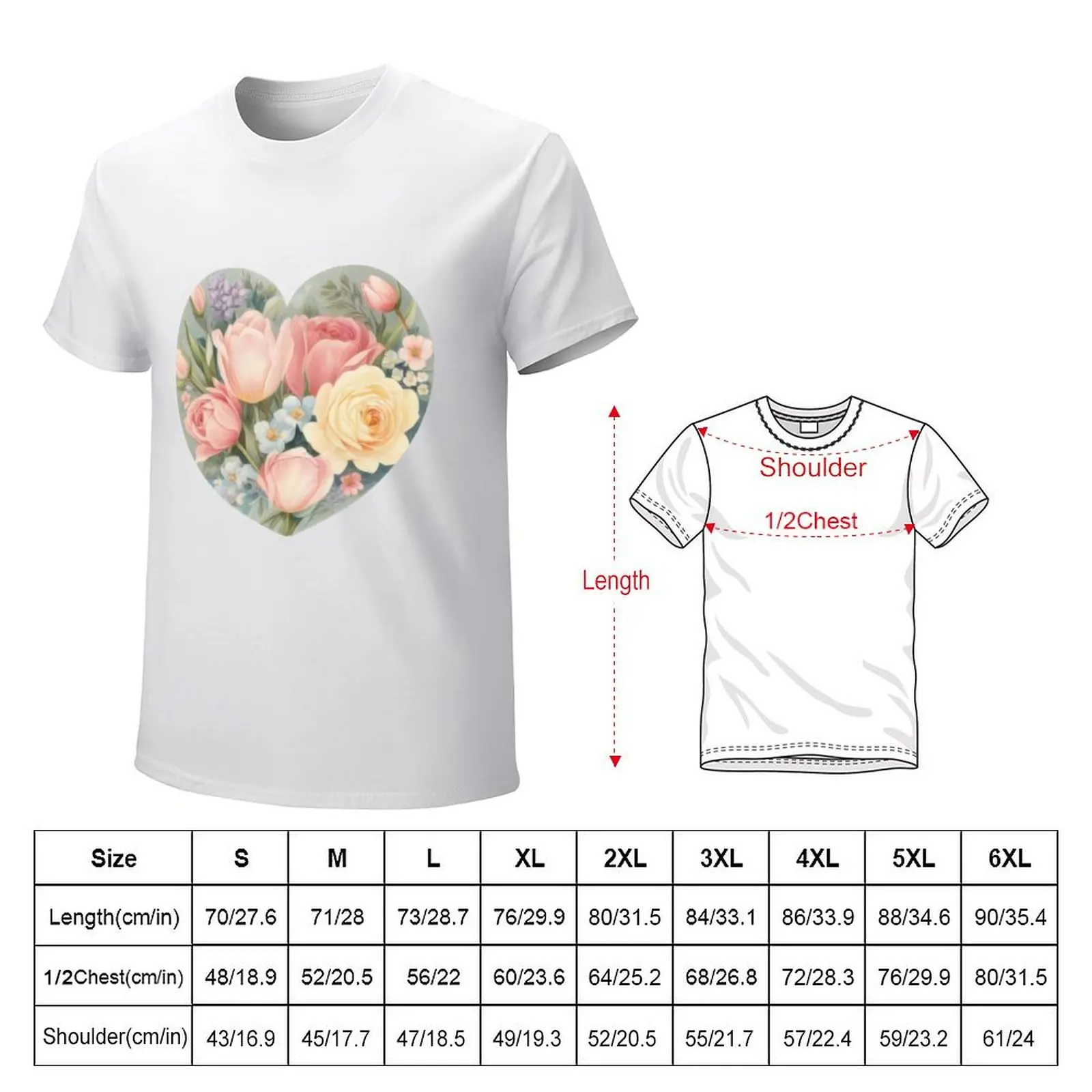 1. Elegant Heart Illustration (1137) T-Shirt plus size tops cute clothes black t shirts for men