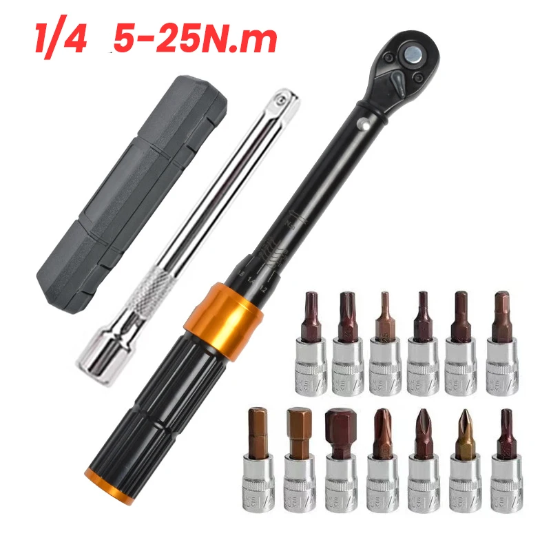 1/4'' Torque Wrench 5-25N.m Square Drive Torques Key Precision Pointer Hand Tools Professional Bicycle Automotive Repair Tools