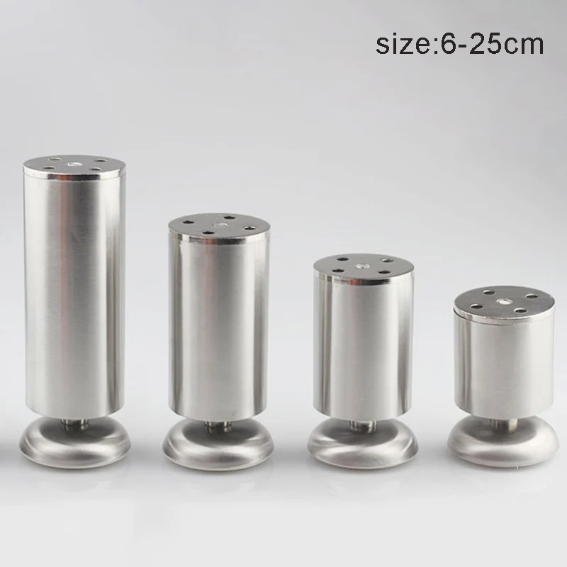 4PCS 6-20cm Thickened Cylindrical Adjustable Stainless Steel Furniture Legs for Cabinet Sofa Leg High-strength Furniture Feet