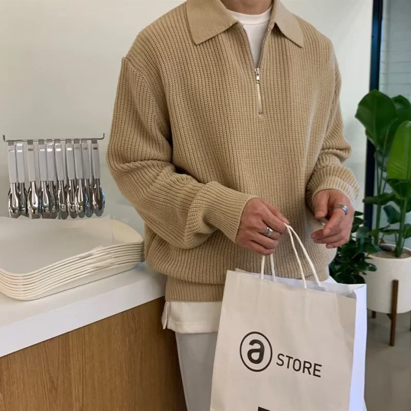 

Men Korean Fashion Knitwear Harajuku Knit Sweater Pullovers Jumpers Warm Sweatshirts Vintage Sweaters Man Winter Clothing JJ893