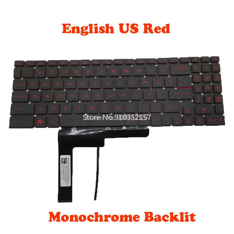 Monochrome Backlit GL76 Keyboard For MSI Pulse GL76-11U 11UCK 11UDK 11UEK Pulse GL76-12U 12UEK 12UGK 12UCK 12UDK English US Red