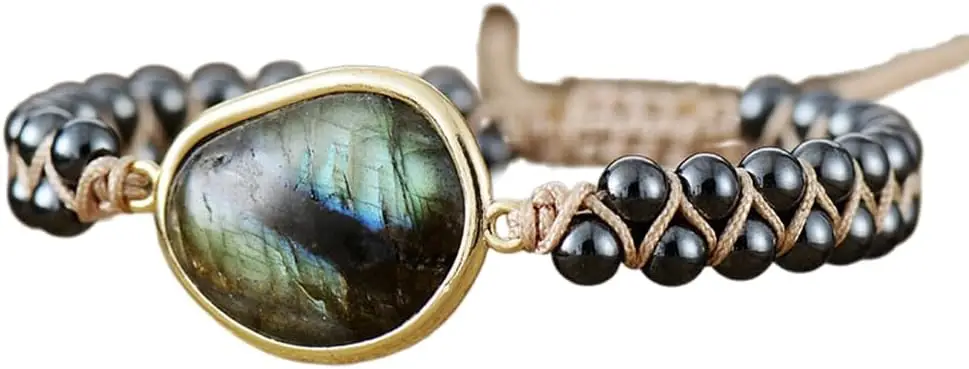 

Boho Handmade Natural Stone Wrap Bracelets Turquoises Crystal Beads Bracelet Jewelry for Women Mom