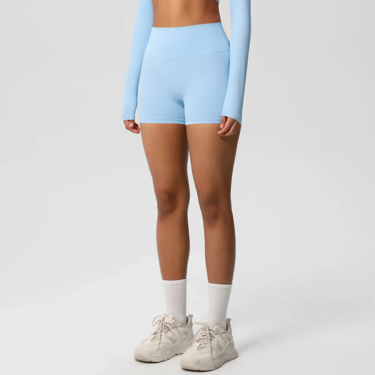 Pantaloncini sportivi da donna Pantaloncini da yoga Pantaloncini da yoga a vita alta con sensazione di nudo Leggings fitness push up Pantaloncini slim da yoga per il controllo della pancia