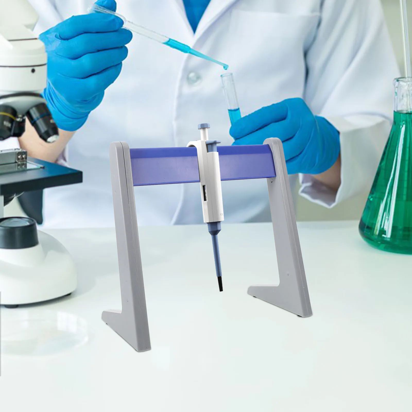 

L-shaped Pipette Holder Laboratory Stand Plastic Bracket Storage Container for Experiment Holders