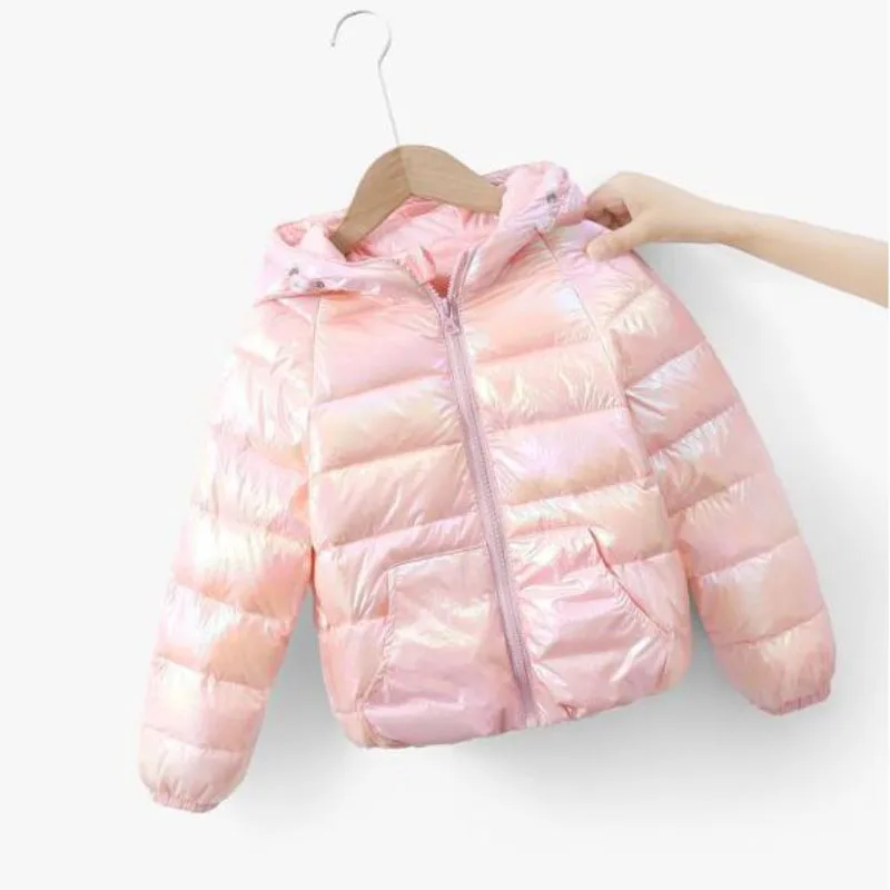 Winter hooded warm down jacket 2-8year old boys girls letter printing color focus coat Korean version fashionable child clothing