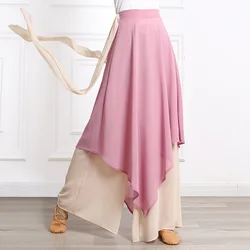 Chinese Folk Dance Classical Dancing Pants Women Loose Wide Leg Trouser 2 Layers Fairy Body Rhyme Dancewear Side Split Plus Size