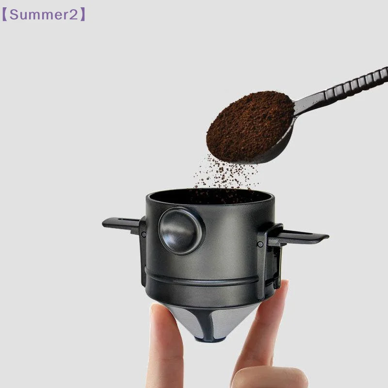 【Xia2】Portable Coffee Filter Cup Foldable Reusable Dripper With Dual Layer Mesh For Pour Over Brew No Filter Paper Espresso{S}