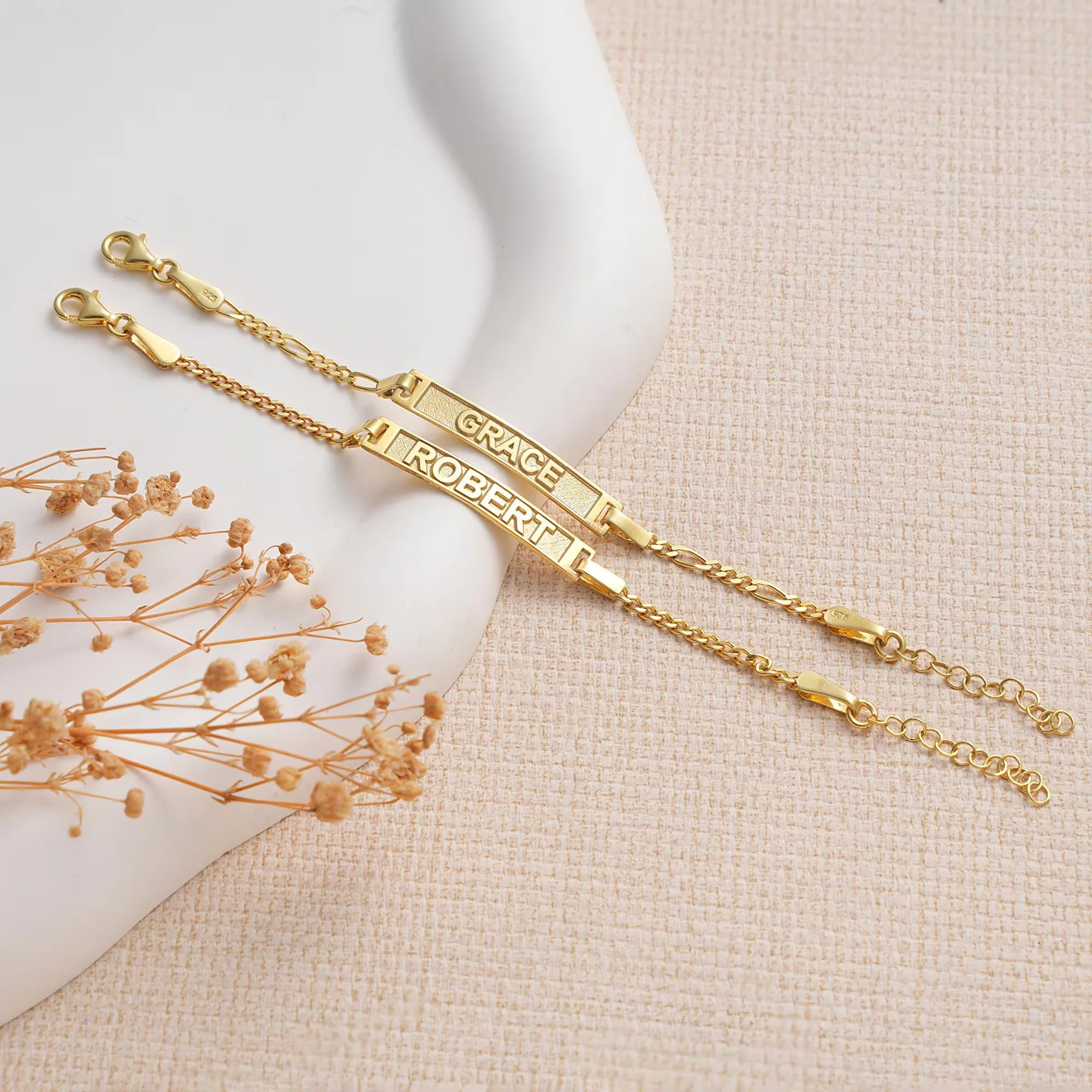18K Gold Plated Baby ID Bracelet Personalized Baby Name Bracelet Custom Infant Bracelet Baby Girl or Boy Gift Newborn Bracelet