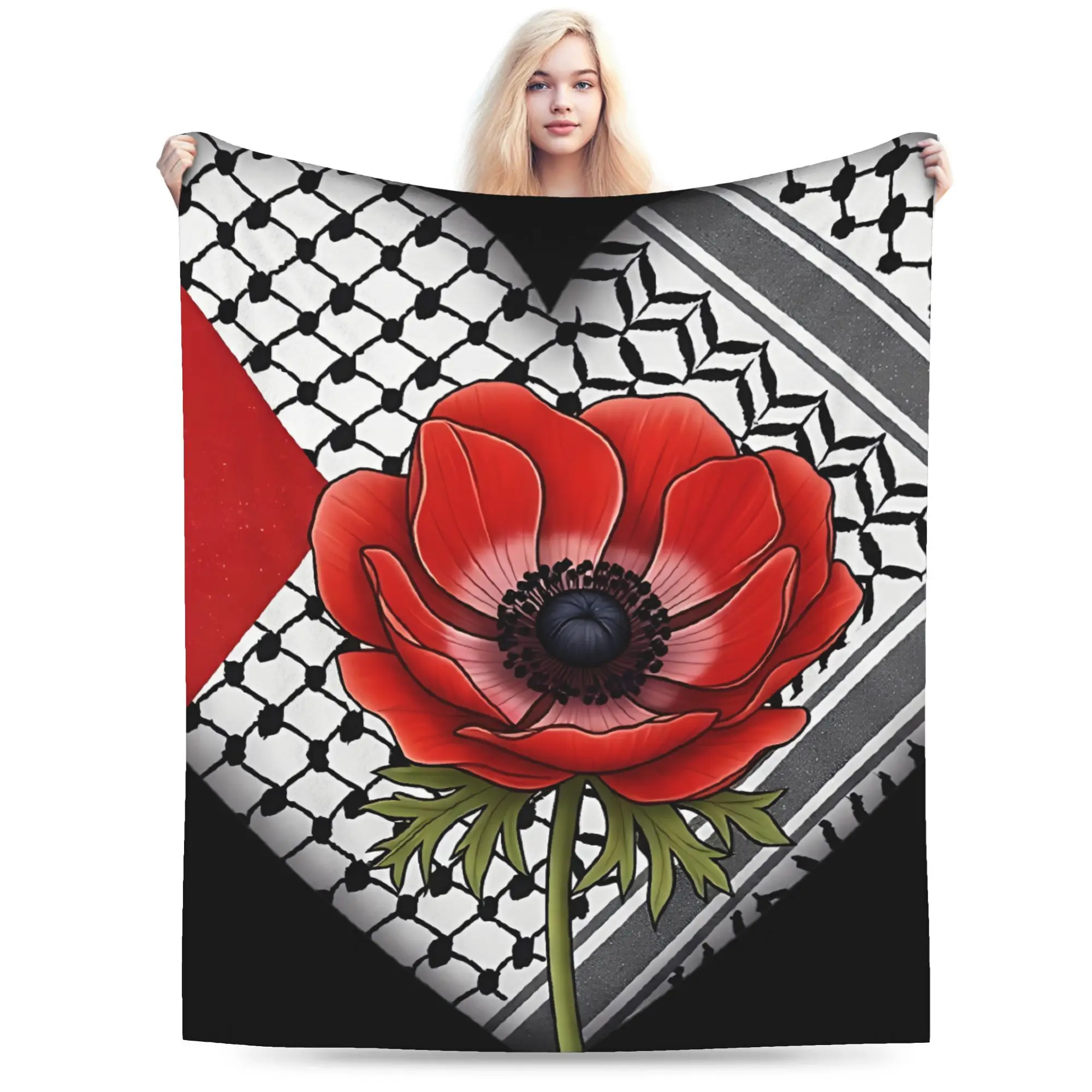 P-Palestines Keffiyeh  Flannel Blanket Winter  Soft Durable Bedding Throws for Kids Outdoor Graphic Bedspread Sofa Bed Cover