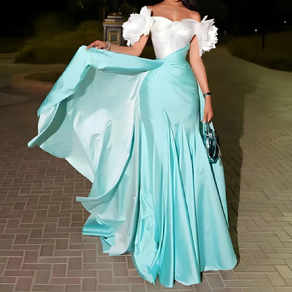 Elegant Luxury Evening Dress 2024 3D-Flowers Sleeveless Sweep Train Contrast Color Sweetheart A-Line Straight Party Gowns
