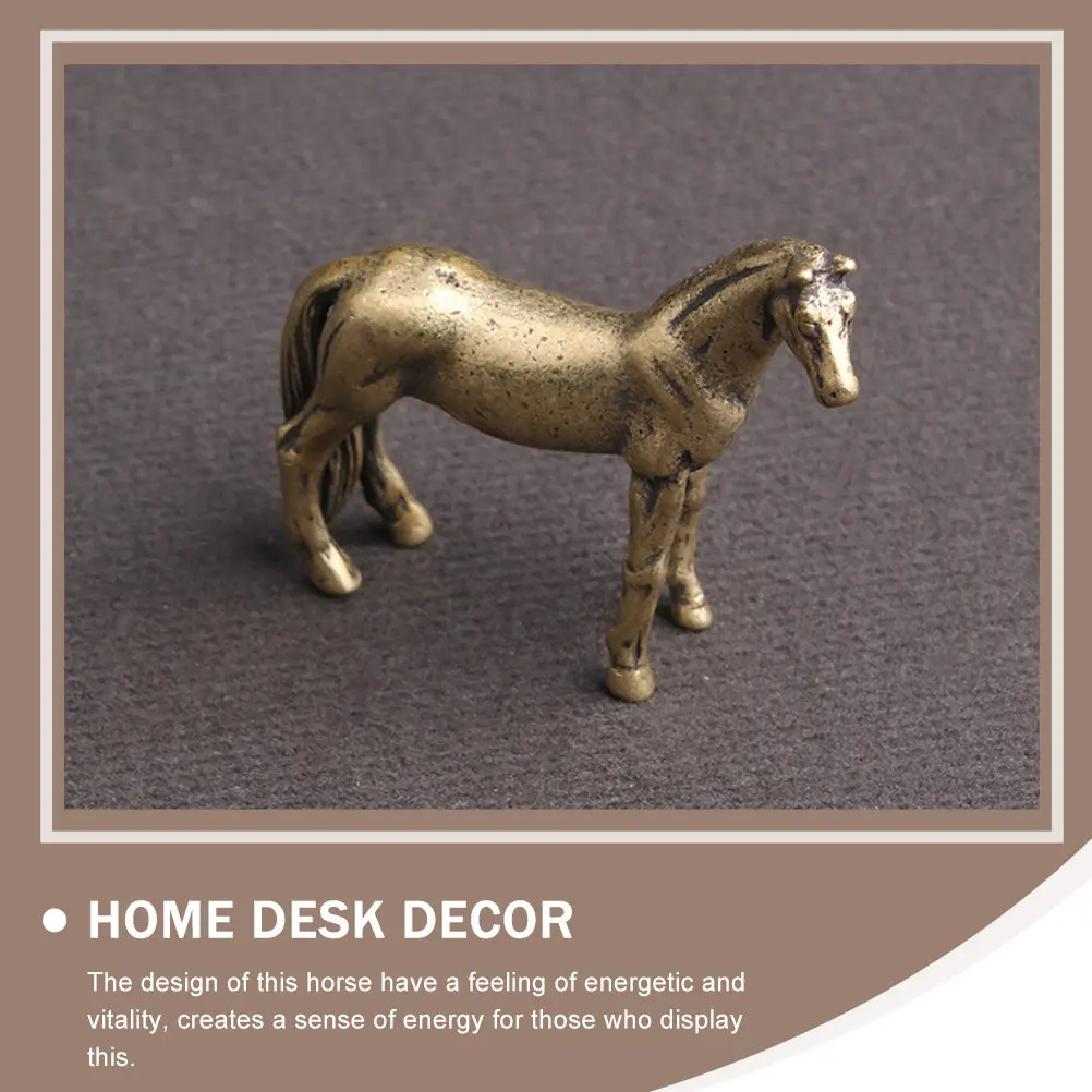 Brass Horse Ornament Delicate Solid Tea Pet Bronze Ware Unique Creative Desktop Decor Office Home Decoration Decorative Brass