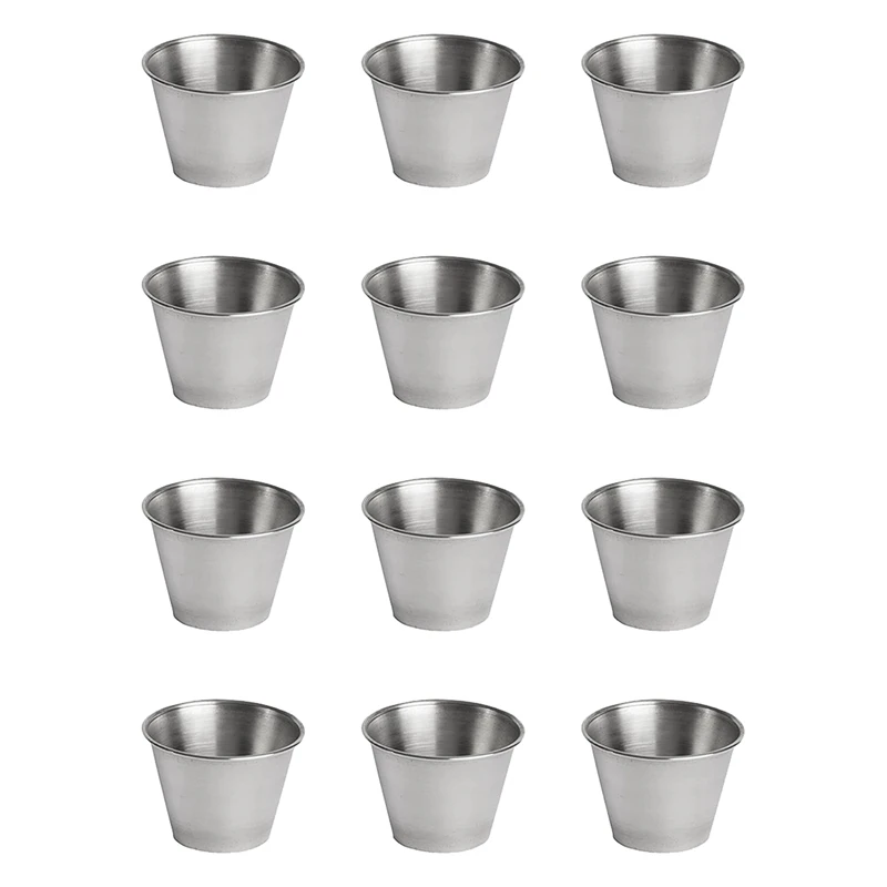 60 Pack Stainless Steel Condiment Sauce Cups,Commercial Grade Dipping Sauce Cups,Ramekin Condiment Cups Portion Cups