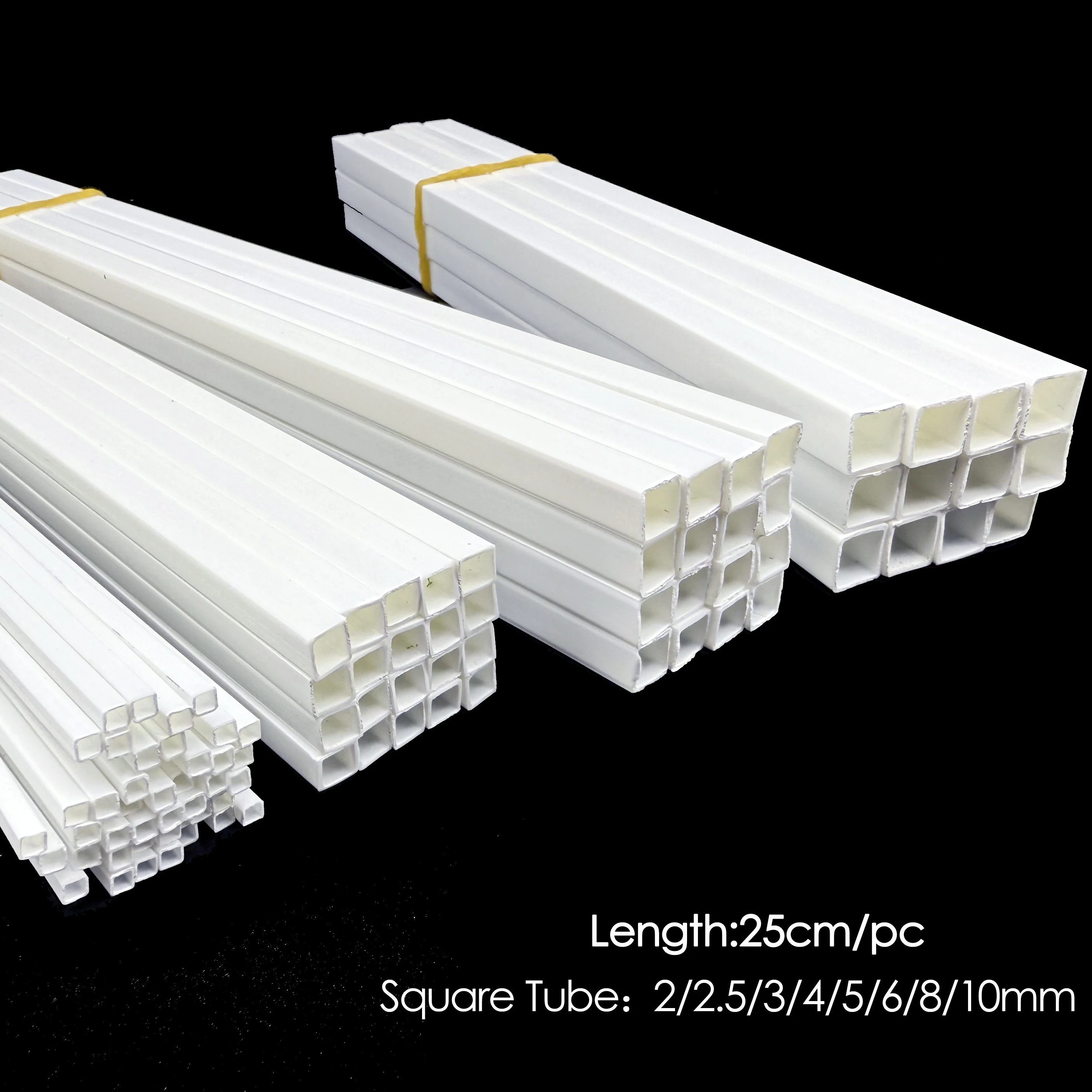30PCS ABS Square Tube Plastic Hollow Tube Diameter 2mm/3mm/4mm/5mm/6mm/8mm/10mm DIY Handmade Sand Table Material Model Building