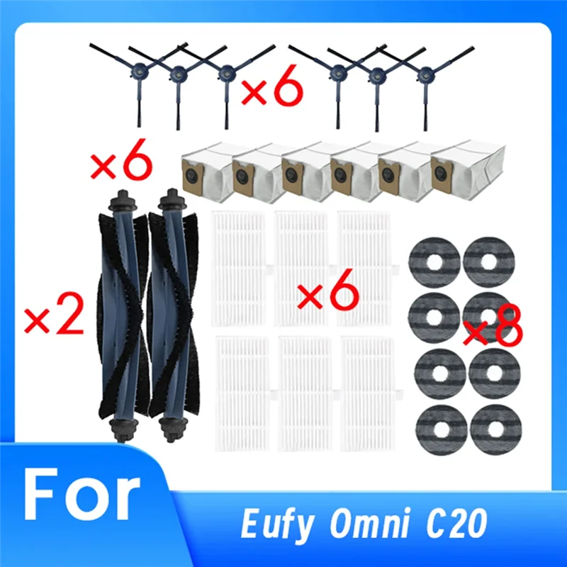 

-AT37 For Eufy Omni C20 Vacuum Cleaner Accessories Cleaner Parts Replacement Main Side Brush Mop Filter Dust Bags
