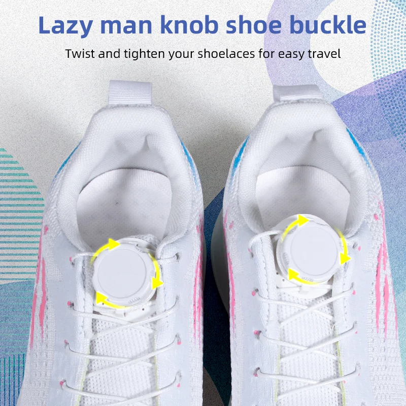 Cotton Wire Swivel Automatic Buckle Rope Sneaker ShoeLaces for Kids/Adult No Tie Shoe Laces Quick Lock Shoestrings Sneakers