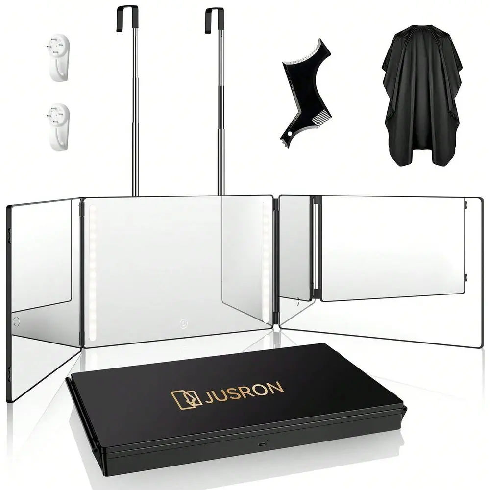 

Зеркало для самостоятельной стрижки волос с обзором на 360 градусов, прозрачное HD-стекло с защитой от запотевания, без LED-подсветки