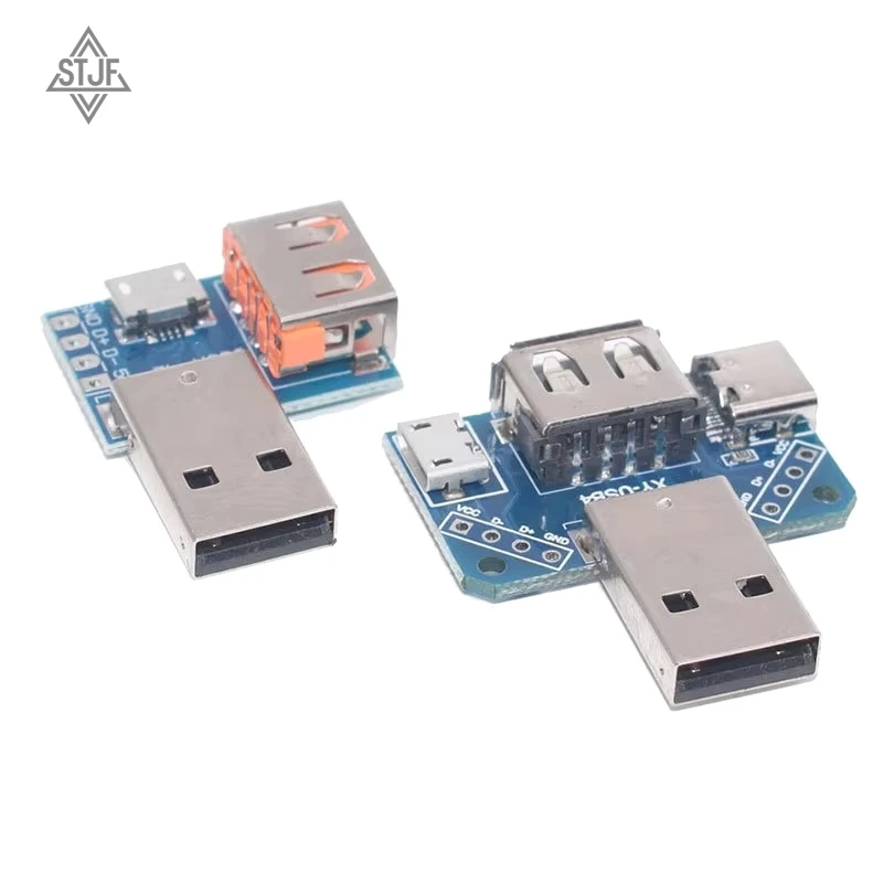 Stjf usb cabeça switchboard conector usb macho para tipo-c micro fêmea usb 2.54-4p placa de teste de transferência placa adaptadora usb XY-USB4
