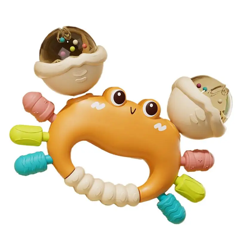 Crab Rattle Sensory Teething Toy Sand Hammer Crab Hand Grip Toy Early Educational Toys Easy Grasp Rattle For Sensory Development