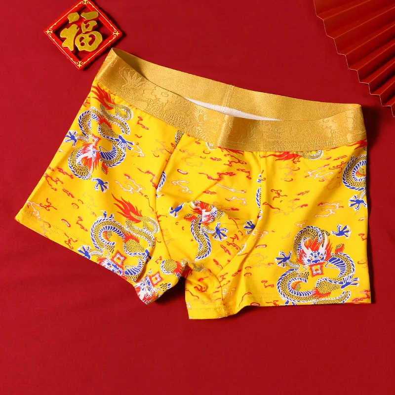 Fashion Boxer Men Underwear Mens Cotton Cuecas Masculina Man Dragon Printed Breathable Boxers Underpants Boxershorts Size L-4XL