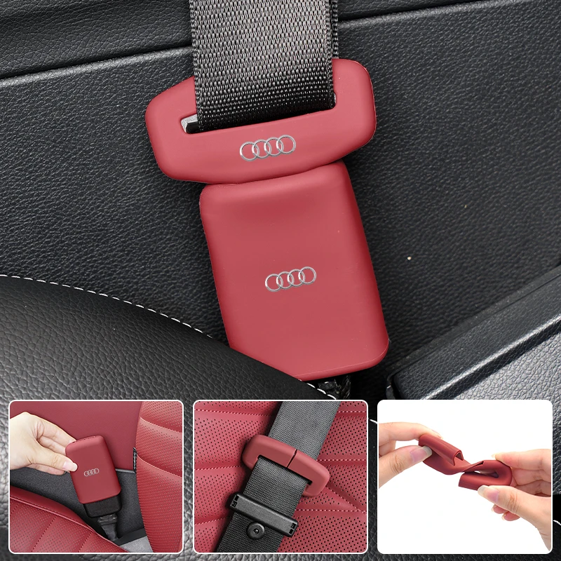 Car Seatbelt Buckle Cover Silicone Anti-scratch Protector Safety Belt Buckle Guard Car Accessories Interior For Audi Ailroad TT view 3
