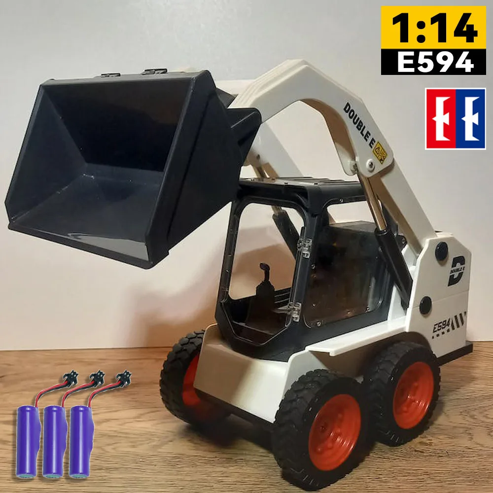 Double E E594 RC Excavator 1/14 2.4G Remote Control Truck Slip Loader Digging Bucket 360 Rotation High Low Speed Engineer Toy