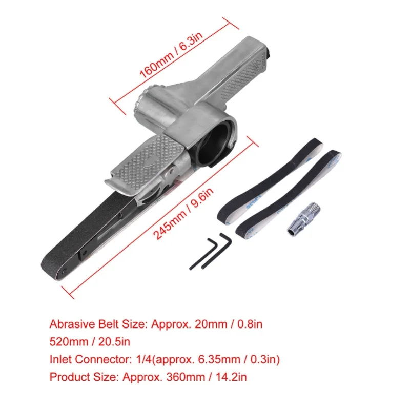 Air Belt Sander Pneumatic 2in Ring With Sandpaper Polishing Grinding Machine KP-698 20x520mmJapanese Style