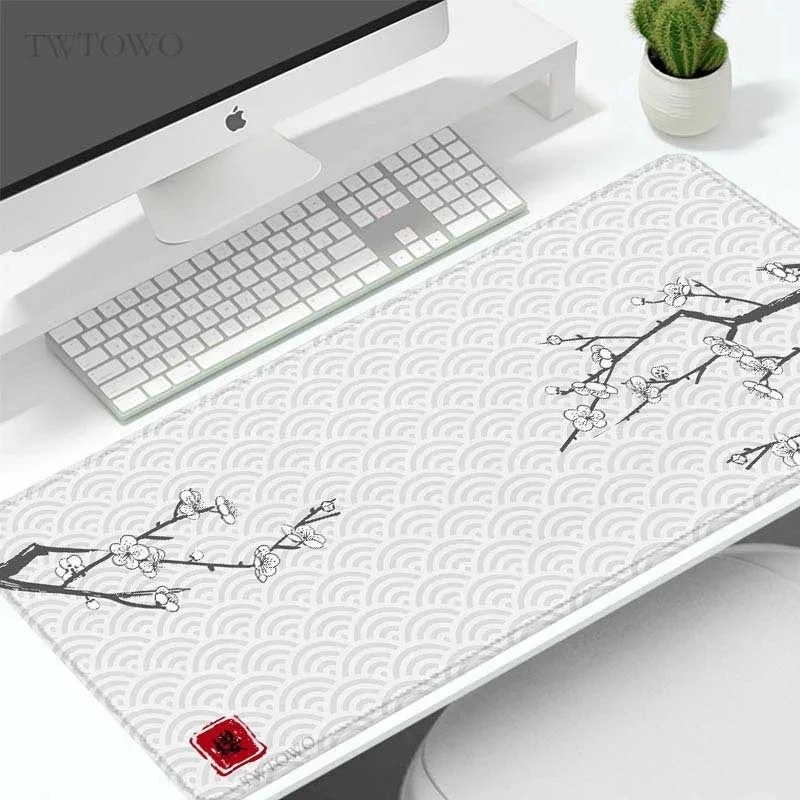 Geometry Mouse Pad Gaming Cherry Blossom Sakura New Home Computer Mousepad Desk Mats Mat Natural Rubber Soft Non-Slip Decorate