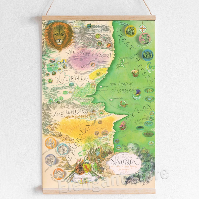 Chronicles of Narnia Map Art Prints Fantasy Poster A Map of Narnia and the Surrounding Countries Canvas Painting Home Decor